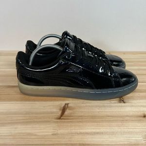 Puma Basket Patent Ice Fade Sneakers Mens 6.5 womens 8 Black